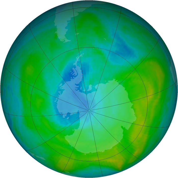 Antarctic ozone map for 04 February 1982